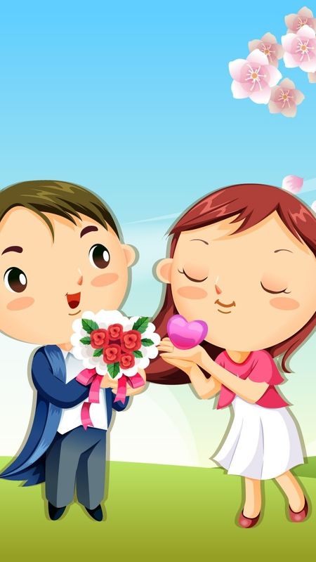 Couple Cartoon - Proposal - Cute Couple Wallpaper