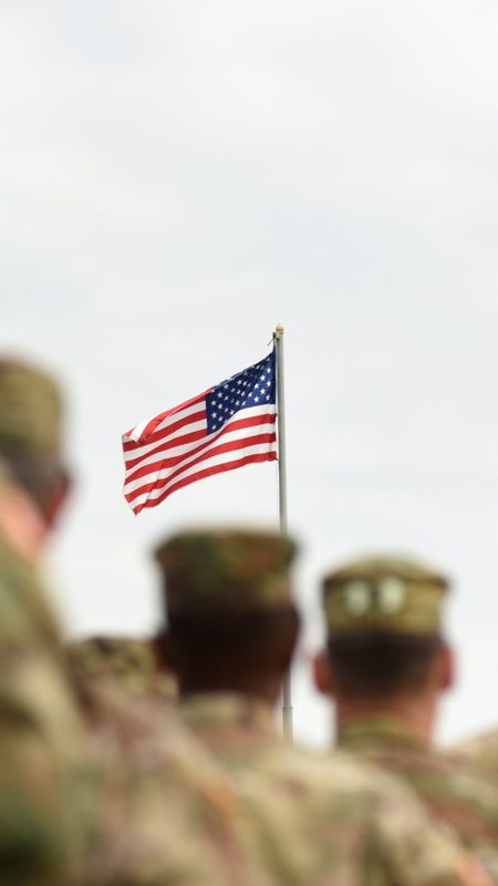 Memorial Day 2022 - Soldier Flag - Blurred Background Wallpaper