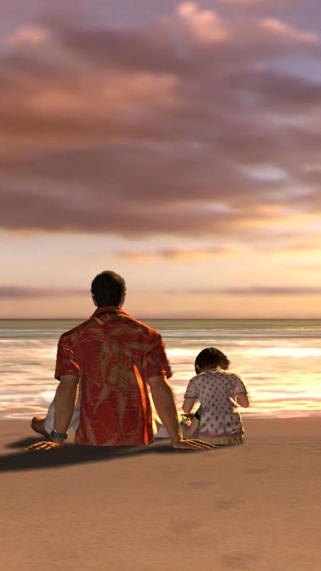Daughter Father at the beach Wallpaper