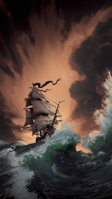 Ship In the Storm Wallpaper