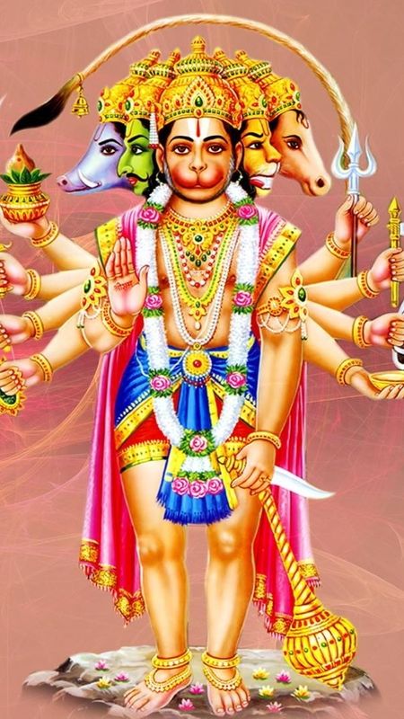 Panchmukhi Hanuman - Pink Background Wallpaper