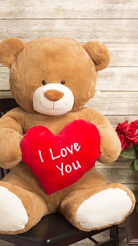 Teddy Bear Love - Red Heart - Love You Wallpaper
