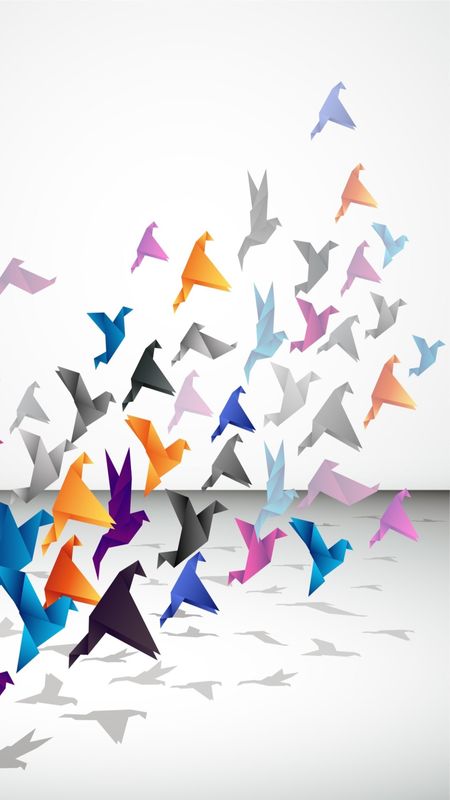 3D Paper Birds Wallpaper