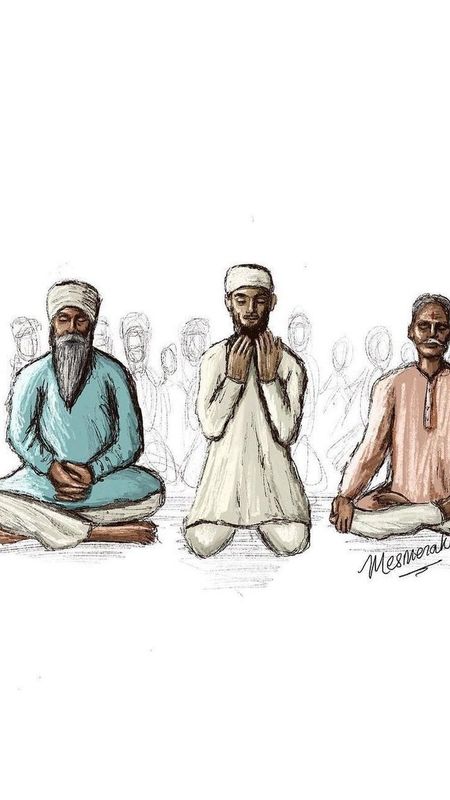 Hindu Muslim | Emotional Painting Wallpaper
