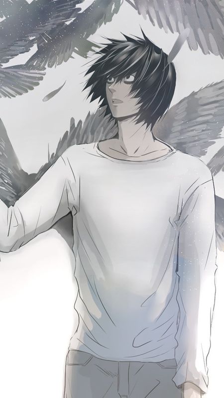 L Lawliet - Anime - Black And White Wallpaper