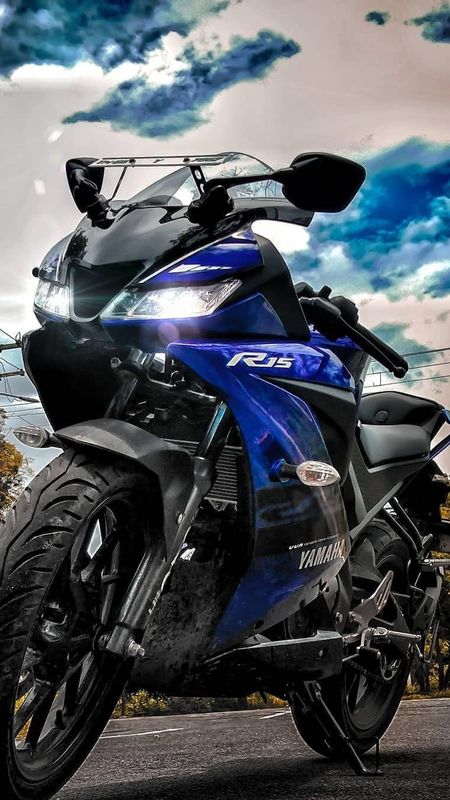 R15 Bike - Clouds Background Wallpaper