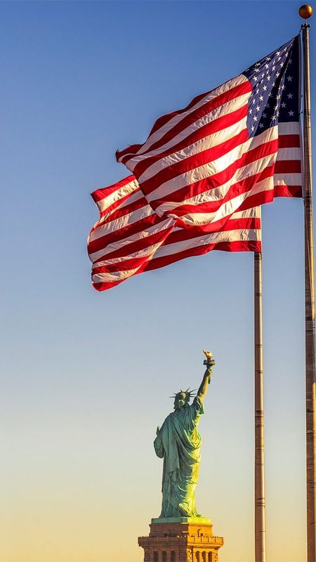 Memorial Day 2022 - Statue Of Liberty - USA Flag Wallpaper