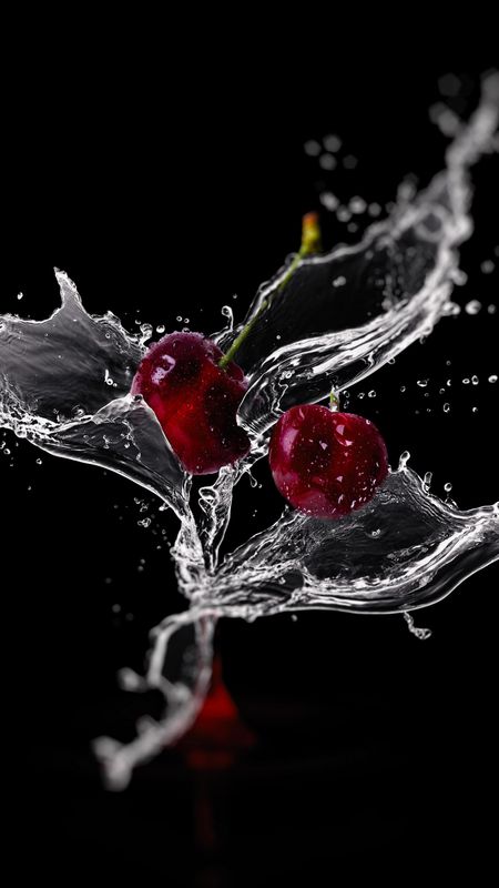 Cherry Water Spray Wallpaper