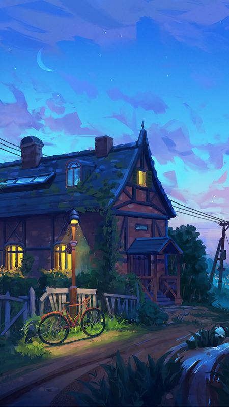 Artistic House in the Evening Wallpaper