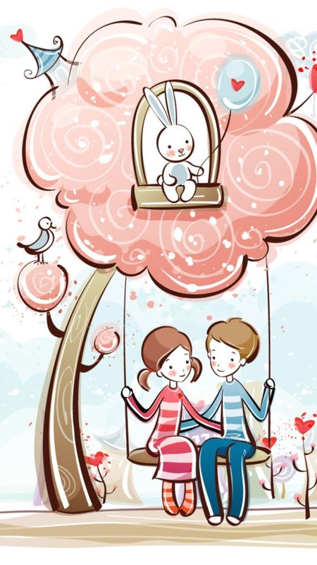 Couple Cartoon - Love Illustration Wallpaper