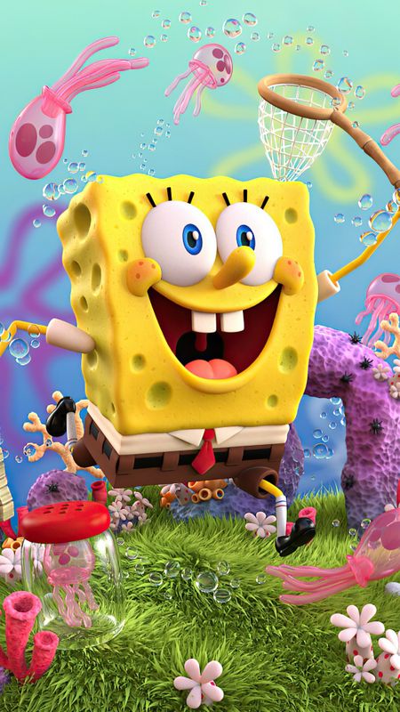 Spongebob | Yellow Funny Cartoon Wallpaper